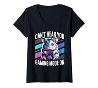 Women's Cant Hear You Gaming Mode On Hamster Video Games Gamer V-Neck T-Shirt