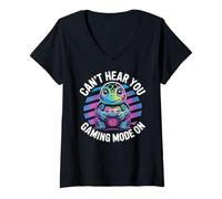 Women's Cant Hear You Gaming Mode On Turtle Video Games Gamer V-Neck T-Shirt