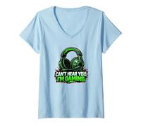 Women's Can't Hear You I'm Gaming Accessory for Gamer V-Neck T-Shirt