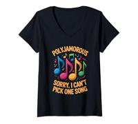 Women's Can't Pick One Song Music Lovers Polyjamorous V-Neck T-Shirt