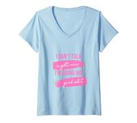 Women's Can't Talk Right Now I'm Doing Hot Girl Shit - Tee V-Neck T-Shirt, Baby Blue, Large