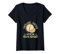 Womens Cantaloupe Together But We Can Melon Around Muskmelon Lovers V-Neck T-Shirt