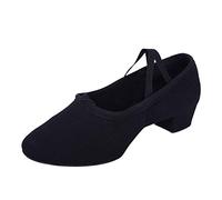 Womens Canvas Ballet Character Shoes Low Heel Practice Dance Footwear for Ballet Jazz Gymnastics Yoga Theatrical Performance Black 5.0
