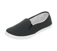 Women's Canvas Casual Shoes Flat Pumps Plimsolls Canvas Slip-On Sneakers (Black, 7)
