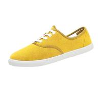 Women's Canvas Casual Shoes Flat Pumps Plimsolls Canvas Slip-On Sneakers UK Lace up Sneakers Comfortable Lightweight Breathable Sports Walking Shoes Yellow