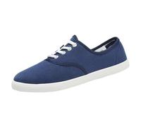 Women's Canvas Casual Shoes Flat Pumps Plimsolls Canvas Slip-On Sneakers UK Lace up Sneakers Comfortable Lightweight Breathable Sports Walking Shoes Blue