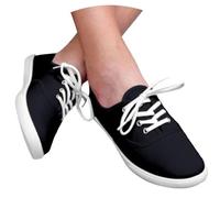 Women's Canvas Casual Shoes Flat Pumps Plimsolls Slip-On Sneakers UK Lace up Sneakers Comfortable Lightweight Breathable Sports Walking Shoes Ladies Wide Fitting Trainers Black