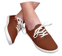 Women's Canvas Casual Shoes Flat Pumps Plimsolls Slip-On Sneakers UK Lace up Sneakers Comfortable Lightweight Breathable Sports Walking Shoes Ladies Wide Fitting Trainers Brown