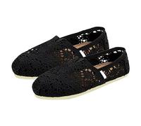 Women's Canvas Crochet Slip On Shoes Flat Mens Size 11 Casual Shoes, Black, 4.5 UK