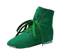 Women's Canvas Dance Shoes Ladies Lace Up Jazz Dancing Shoes Performing Modern Ballet Flat, High Durability, Rubber Heel Split Sole, for Latin Tango Flapper Character Party Shoes Green
