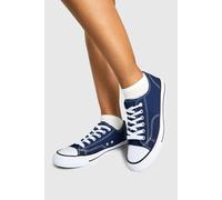 Womens Canvas Low Trainers - Navy - 6, Navy