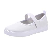 Women's Canvas Mary Jane Flats Shoes Round Toe Lightweight Orthotic Shoes with Arch Support Comfort Casual Nurse Work Flats, White, 4.5 UK