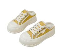 Womens Canvas Platform Mules Slip On Backless Thick Casual Sneakers Yellow 3.5