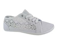 Womens Canvas Shoes Trainers Casual Plimsolls LACE UP Flat Embroidered Pumps Size UK 3-6 EU 36-39 (Grey, UK Footwear Size System, Adult, Women, Numeric, Narrow, 3)