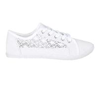Womens Canvas Shoes Trainers Casual Plimsolls LACE UP Flat Embroidered Pumps Size UK 3-6 EU 36-39 (White, UK Footwear Size System, Adult, Women, Numeric, Narrow, 4)