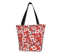 Women'S Canvas Shoulder Bag Canadian Flag Crossbody Handbag Casual Tote With Zipper Shopping Bag