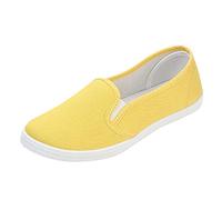 Womens Canvas Sneakers Casual Flat Walking Shoes Lightweight Breathable Fashion Sneakers Stylish Running Shoes Easy Wear Indoor Outdoor Footwear for Camping Tennis Badminton Travel Yellow