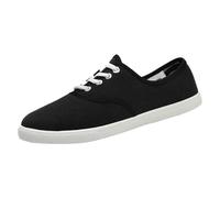 Womens Canvas Sneakers Womens Slip on Trainers Summer Fashion Flat Comfort Breathable Casual Trainers Shoes Non Slip Extra Wide Fit Low Top Walking Sneaker Sport Running Shoe Black
