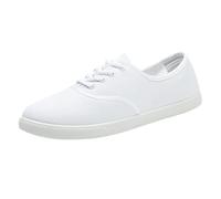 Womens Canvas Sneakers Womens Slip on Trainers Summer Fashion Flat Comfort Breathable Casual Trainers Shoes Non Slip Extra Wide Fit Low Top Walking Sneaker Sport Running Shoe White