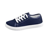 Women's Canvas Trainers Men Lace Up Low Top Closed Toe Plain Low Collar Flat Sole Casual Couple Style Shoes | Casual Sneakers for City, School, Daily Walking, 01 Blue, 7 UK