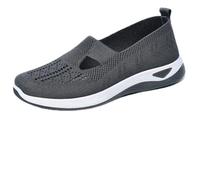 Womens Canvas Trainers Shoes, Low-top Orthopedic Shoe, Breathable Thick Sole Walking Flat Beach Shoes for Indoor Outdoor,Dark Gray,8.5 UK