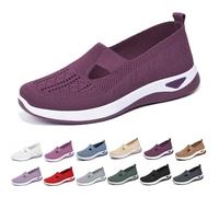 Womens Canvas Trainers Shoes, Low-top Orthopedic Shoe, Breathable Thick Sole Walking Flat Beach Shoes for Indoor Outdoor,Dark Purple,7.5 UK