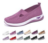 Womens Canvas Trainers Shoes, Low-top Orthopedic Shoe, Breathable Thick Sole Walking Flat Beach Shoes for Indoor Outdoor,Purple,7.5 UK