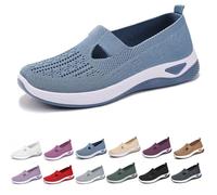Womens Canvas Trainers Shoes, Low-top Orthopedic Shoe, Breathable Thick Sole Walking Flat Beach Shoes for Indoor Outdoor,Blue,7 UK