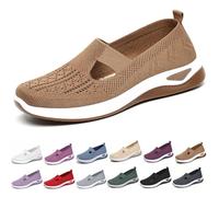 Womens Canvas Trainers Shoes, Low-top Orthopedic Shoe, Breathable Thick Sole Walking Flat Beach Shoes for Indoor Outdoor,Brown,4 UK