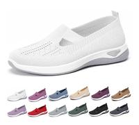 Womens Canvas Trainers Shoes, Low-top Orthopedic Shoe, Breathable Thick Sole Walking Flat Beach Shoes for Indoor Outdoor,White,3.5 UK