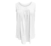 Womens Cap Sleeve Blouses T-Shirt Casual Loose Fit Basic Shirts Tank Tops Solid Round Neck Pleated Sleeveless Loose Vest Fashionable Beach Tops for Women (White, XL)