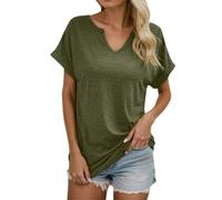 Womens Cap Sleeve T Shirt Bat Wing V Neck Casual Basic Loose Fit Tee 2025 Womens Summer Tops Army Green