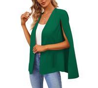 Women's Cape Blazer Split Long Sleeve Open Front Blazer Jacket Business Casual Suit Tops Cardigan Coats, Dark Green, L
