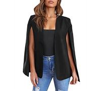 Womens Cape Blazer - Split Sleeve Open Front Casual Jacket Coat Workwear Elegant Formal Cape Coat, Black, XXL