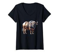 Womens Cape Buffalo | African Buffalo V-Neck T-Shirt