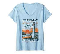 Women's Cape May NJ Cape May Lighthouse Jersey Shore Beach Vacation V-Neck T-Shirt