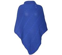 Womens Cape Shawl Wrap Long Knitted Sweater Folded Roll Neck Button Jumper Ladies Poncho Top One Size Royal Blue One Size 8-16