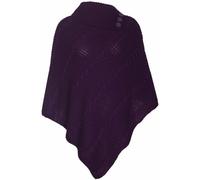 Womens Cape Shawl Wrap Long Knitted Sweater Folded Roll Neck Button Jumper Ladies Poncho Top One Size Purple One Size 8 - 16
