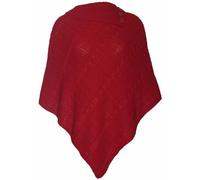 Womens Cape Shawl Wrap Long Knitted Sweater Folded Roll Neck Button Jumper Ladies Poncho Top One Size Red One Size 8 - 16