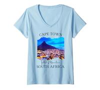 Women's Cape Town at Night Table Mountains Souvenir South African V-Neck T-Shirt