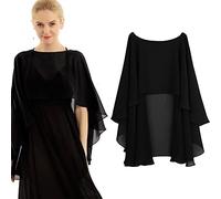 Womens Capelet Sheer Chiffon Cape Shawls Wrap Soft Bridesmaid Bridal Cape Wrap Evening Wedding Cover Up for Ladies