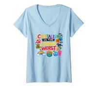 Women's Capitalism is The Stinkin Worst Anti Capitalist V-Neck T-Shirt