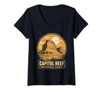 Womens Capitol Reef National Park Mountain Hiking Travel V-Neck T-Shirt