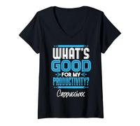 Womens Cappuccinos Fuel My Productivity | Coffee Hustle Mindset V-Neck T-Shirt