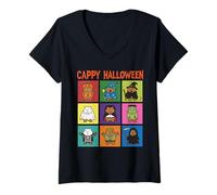 Womens Cappy Halloween Funny Capybara Costumes Cute Spooky Animals V-Neck T-Shirt