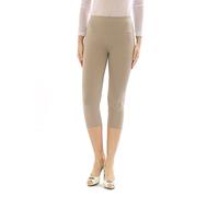 Women's Capri 3/4 Leggings Cotton Pants Underwear High Waist - Beige, L