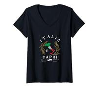 Womens Capri, Italy Vacation Souvenir V-Neck T-Shirt