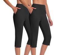 Womens Capri Leggings, Women Yoga Capris High Waisted Split Crop Bootcut Yoga Pants Stretch Business Office Workout Capri Leggings Summer Casual Slacks Lounge Tummy Control Tights