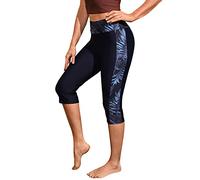 Womens Capri Long Swim Shorts Swimming Leggings Knee Length 3/4 Leg Board Shorts Quick Dry UPF50+ UV Protection Conservative Swimwear Swimsuit Pants Boyleg Tankini Bottom Trunks Beachwear Blue