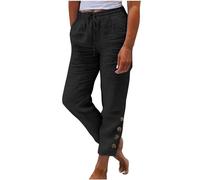 Womens Capri Trousers Ladies 3/4 Cropped Pants UK Ladies Stretch Pull on Trousers Elasticated Waist Plus Size Summer Shorts Crop Travel Pants Ladies Italian Stretch Plain Pants UK Clearance Prime